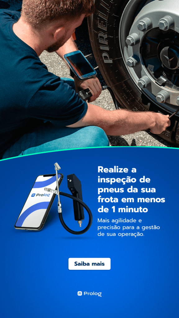 Foto de inspeção de pneus com o aferidor eletrônico do Prolog App