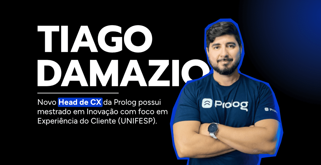 Foto de braços cruzados do Tiago Damazio, Head de CX da Prolog